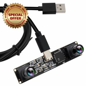 ELP Global Shutter USB Camera 120 fps 3D Sync Dual Lens USB Camera Module with 90 Degree Distortion Free USB Camera for PC Computer Plug and Play for Face Recognition Scanning QR Codes