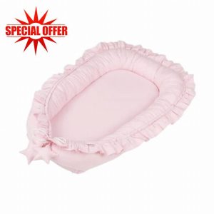 Yaoliucp Baby Lounger Cotton Newborn Nest Co-Sleeping Pod Portable Bassinet Mattress with Lace Newborn Bassinet Mattress