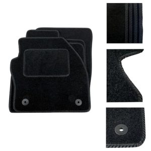 DB Bespoke - Tailored Car Mats - Compatible with Seat Arona 2017 to Present - Black Carpet - Non-Slip Carpet Mat - 4 pc Complete Car Floor Mats with 2 Velcro clips - BLACK