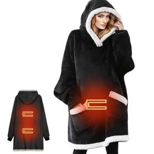 Oversized Flannel Wearable Blanket Hoodie with Pockets