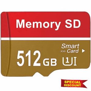 alptte SD Card 512 GB Fast Memory Card Waterproof TF Card Mini Memory SD Card for Cameras