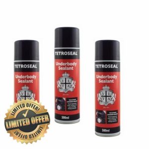 Tetroseal 3 X Aerosol Underbody Sealant Car Underseal Spray 500ml Seal Protection Spray Simple black finish with a long lasting protective coating