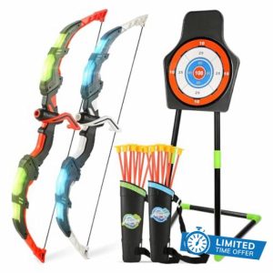 Bow and Arrow Set Kids - Archery Set with LED Lights - Kids Bow and Arrow Set Includes 20 Suction Cup Arrows
