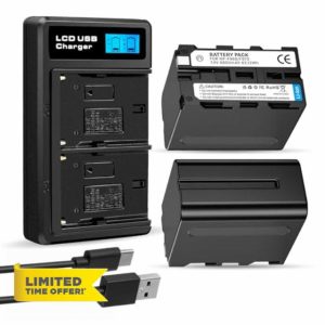 2 Pack 8800mAh Replacement Battery for Sony NP-F970 and USB Charger for Sony NP-F960 NP-F950 NP-F930 NP-F550 NP-F570 NP-F750 Batteries for Sony Handycams