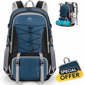 RAINSMORE Hiking Backpack 40L Lightweight Foldable Backpack for Men Women Waterproof Camping Rucksack Daypack for Climbing Walking Cycling Sports Outdoo