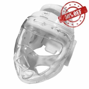 WKF Wacoku Karate Competition Approved White Head Guard W/Face Mask Protecto