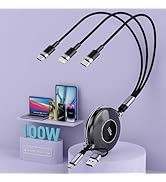 100W USB C Multi Fast Charging Cable, 6FT 6A USB C/A to Multi Charging Cable, 5 in 1 Braided Mult...