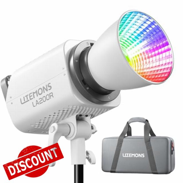 Godox Litemons LA200R K1 RGB LED Video Light 200W CCT 1800K-10000K Bowens Mount with NFC Support App Control CRI 95+ TLCI 94+ (LA200R K1)