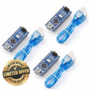 ELEGOO Pre-soldered Nano Board CH 340/ATmega+328P with USB Cable Compatible with Arduino (Nano x 3 with USB Cable)