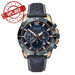Sekonda Mens Solo 44mm Sport Chronograph Quartz Watch with Date Window 50m Water Resista