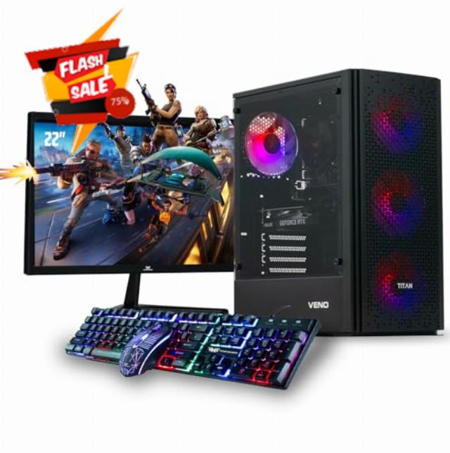 Veno Scorp 22" Monitor Bundle Intel Core i7 2600 16GB Ram 512GB SSD RX 550 Windows 10 Gaming PC USB 3.