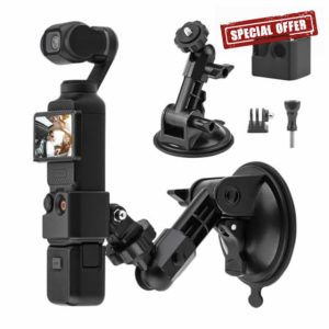 iEago RC Suction Cup Mount for DJI Osmo Pocket 3，Action Camera Car Windshield Window Vehicle Boat Camera Suction Cup Bracket Holder for Insta360 X4 X3 X2 ONE R RS GO 3/for GoPro Hero 12 11 10 9 8 7