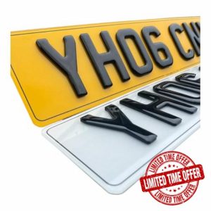 Prime 4D Number Plates Pair 5MM Shiny & Glossy Number Plate - Road Legal/MOT Compliant 4D Plates - 4D Number Plates For Cars UK Legal - Registration Plates For Cars