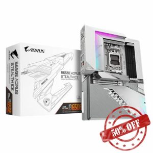 GIGABYTE B650E AORUS STEALTH ICE Motherboard - Supports AMD Ryzen 9000 CPUs- 12+2+2 phases VRM- up to 8000MHz DDR5 (OC)- 1xPCIe 5.0 M2 + 3xPCIe 4.0 M.2- Wi-Fi 7-2.5GbE LAN- USB 3.2 Gen 2x2