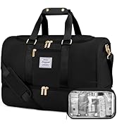 LOVEVOOK Travel Bag Gym Bag for Women, Waterproof Weekend Overnight Holdall Duffel Bags with Toil...