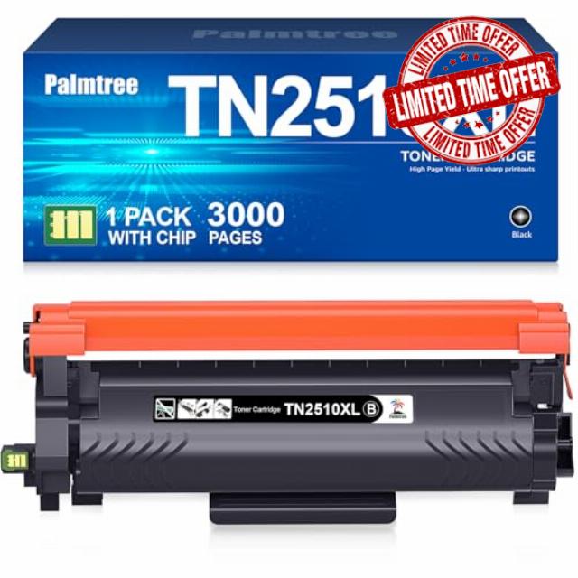 Palmtree TN2510XL TN2510 Toner TN 2510 TN-2510 Compatibile with Brother HL-L2400DWE HL-L2400DW HL-L2445DW DCP-L2627DWE MFC-L2800DW DCP-L2660DW DCP-L2665DW MFC-L2827DWXL MFC-L2860DWE MFC-L2835DW