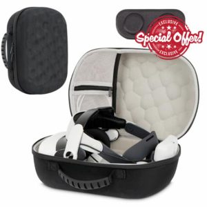 XINGFUDAO Hard Carrying Case Compatible with Meta Quest 3/Quest 3S (with Elite Strap) VR Headset and Controllers