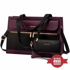 LOVEVOOK Laptop Bags for Women 15.6 Inch Ladies Work Bags Large Tote Bag with Laptop Compartment Designer Handbag Stylish PU Leather Briefcase for School Shoulder Bag for Office Business