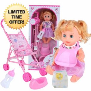 Comebachome Baby Doll Stroller with Doll