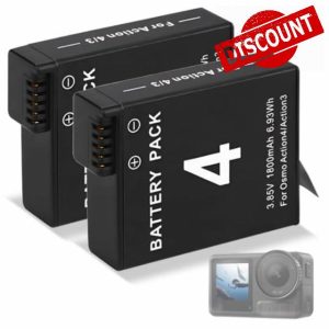 CITYORK Pack of 2 1800 mAh Replacement Battery for DJI Osmo Action 4 / Action 3