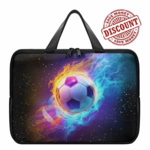 Biyejit Fire Blue Soccer Bag Case Sleeve for Laptop Womens Mens Water Resistant Document Bag Handbag Protective Lightweight Notebook Cover for Document File Notary 10 Inch-17 Inch