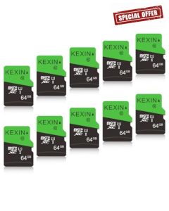 KEXIN 64GB Micro SD Cards SD Adapter 10 Pack MicroSDHC Memory Card Class 10 UHS-I External Micro SD Card TF Card for Tablet