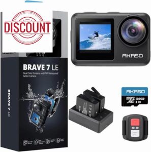 AKASO Brave 7 LE Action Camera with 128GB microSDXC Memory Card - 40M Waterproof Underwater Camera EIS 2.0 Native 4K 20MP Touch Screen WiFi Sports Camera Remote Control Vlog Camera