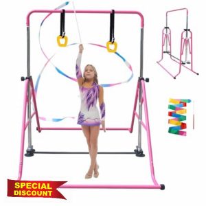 Kegoupdys Gymnastics Bar Foldable Horizontal Bar Gymnastics Equipment for Home Girls/Kids/Children Gymnastics Training Equipment For Little Ones Starting Out Easy to Assemble and Foldable to Store.