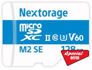 Nextorage Japanese brand UHS-II Micro SD Card 128GB microSDXC U3 V60 Max Read Speed 280MB/s Max Write Speed 100MB/s NX-M2SE128G microSD Card