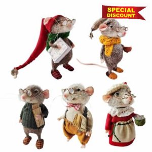 Cute Needle Felted Mouses | 3 Inch Handmade Needle Felting Mice | Wool Felt Christmas Mouses Plush Doll Toy for Kids Adults | Adorable Needle Felted Animal Ornaments for Christmas Decorations