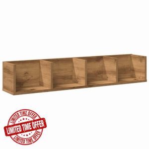 idaXL CD Wall Shelf Storage/Floating Rack in Artisan Oak - Engineered Wood for Living Room/Bedroom/Office