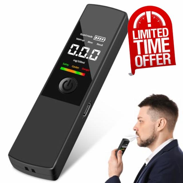 Dittybuy Alcohol Breathalyzer Tester - UK Breathalysers Portable Digital LCD Screen Alcohol Test Kit