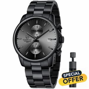 Men's Watches with Stainless Steel and Metal Casual Waterproof Chronograph Quartz Watch
