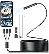 Endoscope Inspection Camera,Hopefox 2.4'' IPS Screen Borescope Camera with 8 LED Lights, IP67 Wat...