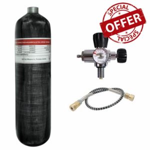 TUXING 3L 4500psi Carbon Fiber Air Tank(Empty Bottle)& Paintball Fill Station with Valve Regulator Gauge for PCP Game