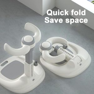 Adjustable Baby Bath Support with Anti-Slip Base Foldable Standing Baby Bathtub with Cartoon Toys That Can Make Sounds