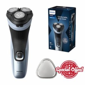 Philips Electric Shaver Series 3000X - Wet & Dry Electric Shaver for Men in Celestial Blue