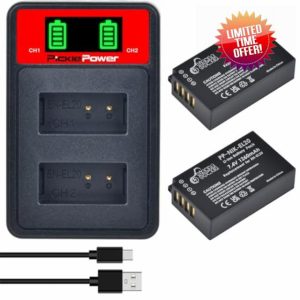 Pickle Power 2pcs EN-EL20 EN-EL20a Battery and Dual Battery Charger LED Display for Nikon Coolpix P1000