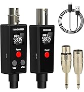 Elimavi 2.4GHz UHF Wireless Microphone System XLR Mic Adapter Wireless Transmitter and Receiver f...