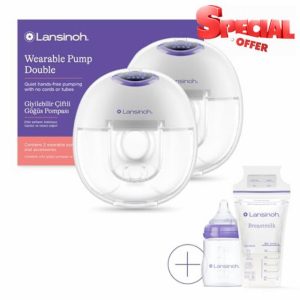Lansinoh Wearable Electric Breast Pump Bundle - 4 Pumping Modes