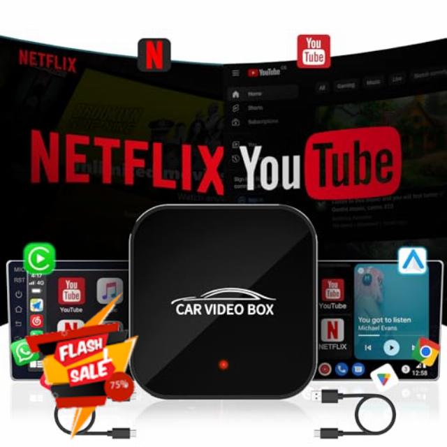 Wireless Carplay Adapter with Netflix YouTube