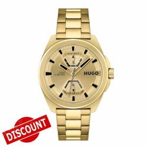 HUGO Analogue Multifunction Quartz Watch for Men with Gold Colored Stainless Steel Bracelet - 1530243
