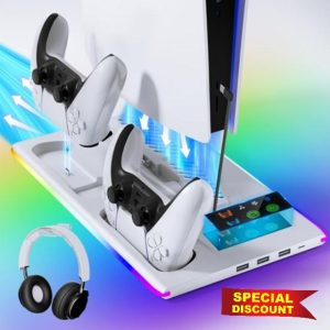 PS5 / PS5 Slim Stand with RGB LED Charging Dock