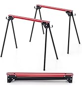 COSTWAY Folding Saw Horse Twin Pack, 275kg Capacity Heavy Duty Work Bench with Anti-Slip Work Top...