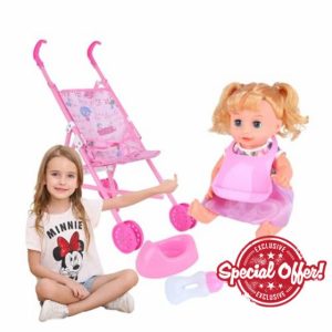 Weddflower Baby Doll Stroller Set Realistic Interesting Baby Doll with Stroller Includes Doll