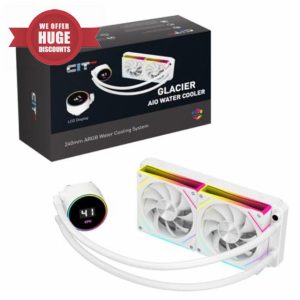 CiT Pro Glacier 240mm White ARGB CPU Liquid Cooler With 69.4mm Display for Performance Metrics