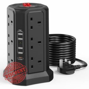 Tower Extension Lead with USB Slots 5M and 20W USB C Fast Charger