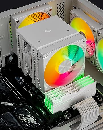 upHere gaming up1TC4 White ARGB CPU Air Cooler, 4×Ф6mm Heatpipes CPU Cooler, PWM 120mm Fan Comput...