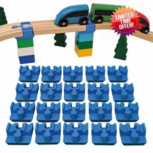 Baymo Duplo to Wooden Track Adapter for Kids Age 3 Years & Up - Railway Set Accessories & Add Ons (20 Adapters)