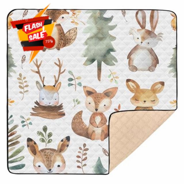 Watercolor Forest Aimals Baby Play Mat 50" x 50"
